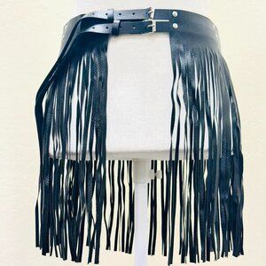 Black fringe belt with silver buckle